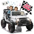 thumbnail image 1 of Xuanlur 24V Ride on Toys with Width Seat, Ride on Car with Remote Control, Kids Ride on Truck Car for Kids, Rear Suspension, Portable Pull Rod, Light, Trunk Storage, Bluetooth, USB, 2.5-4MPH (White), 1 of 7