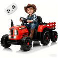 thumbnail image 1 of Xuanlur 24V Powered Ride on Tractor, 24 Volt Ride on Toys Car for Kids with Trailer, Max 5Mph, Remote Control, Music Player, Bluetooth, LED Light, 400W Power Car Wheels-Red, 1 of 7