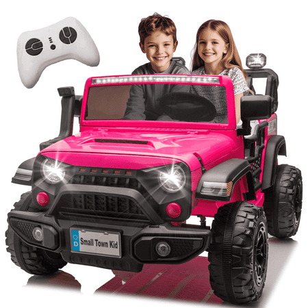Xuanlur 24V Ride on Toys for Big Kids, 2 Seater Ride on Cars with Remote Control, 400W Motor, Ride on Truck w/ 20in Seat, 3 Speeds, Lights, Bluetooth, Electric Car for Kids 3-8, Capacity 110 lb-Pink