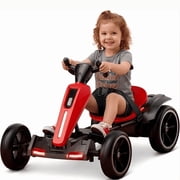 Xuanlur Electric Go Kart for Kids Ages 3-6, Crazy Cart w/4 Non-Slip EVA Wheels, Adjustable Seat, Metal Frame, 4.8 MPH Max Speed, 12V Outdoor Ride on Toy, Folder Go Kart, Bluetooth & Lights, Red