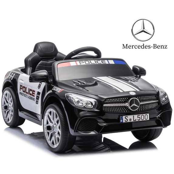 Licensed Benz CLS 350 12V Electric Ride on Toys with Bluetooth Music, LED Lights, Spring Suspension, Power Car Wheels, Electric Car for Kids with Parent Remote Control (Black Police Car)