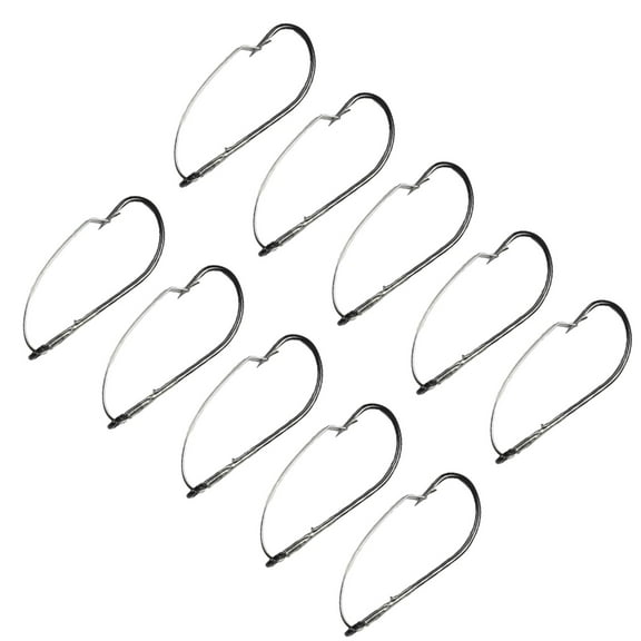 Xuanqin 10 Pcs Weedless Barbed Fishing Hook Bass Single Worm Hook Lure Bait Holder, for Outdoor Sports