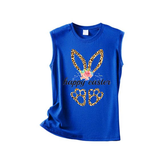 Xuapaodt INC HAPPY EASTEY Rabbit Print Top Easter Sleeveless Women