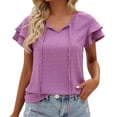 thumbnail image 1 of Xuapaodt INC Lace Up Crew Neck Chiffon Hairball Temperament Shirt Ribbed, 1 of 8