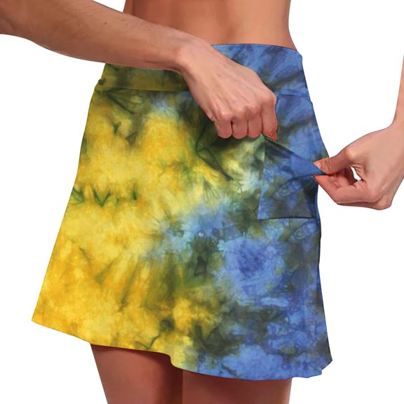 Xuapaodt INC Women's Pocket Pants Solid Color Mid Rise Culottes Short Skirt Leggings