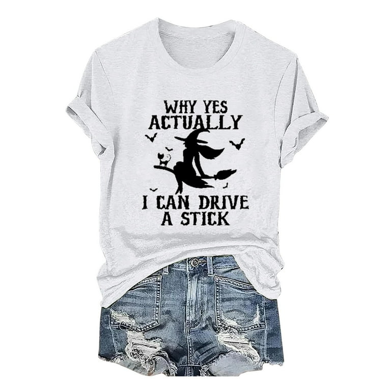 Xuapaodt INC Women s Why Yes Actually I Can Drive A Stick Print O Neck T Shirt Cruella Deville Walmart