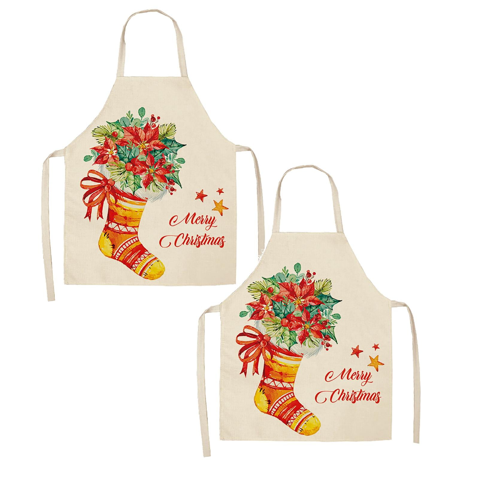 Xubond Christmas Kitchen Cooking Aprons Black And Red Plaid Adjustable