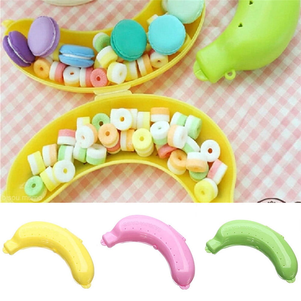 Xubond Lunch Holder Storage Banana Protector Fruit Box Case 3 Cute Colors Container Food