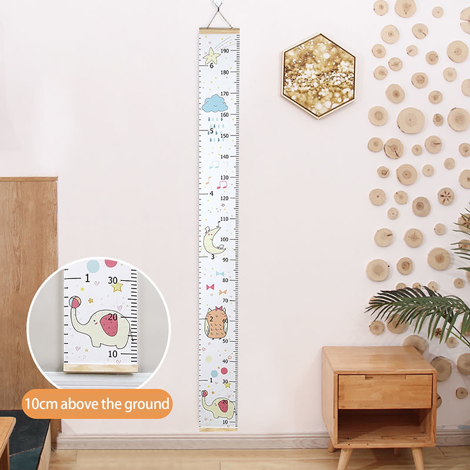 Xubond Room Decor Cartoon Baby Kids Growth Chart Record Wood Frame ...