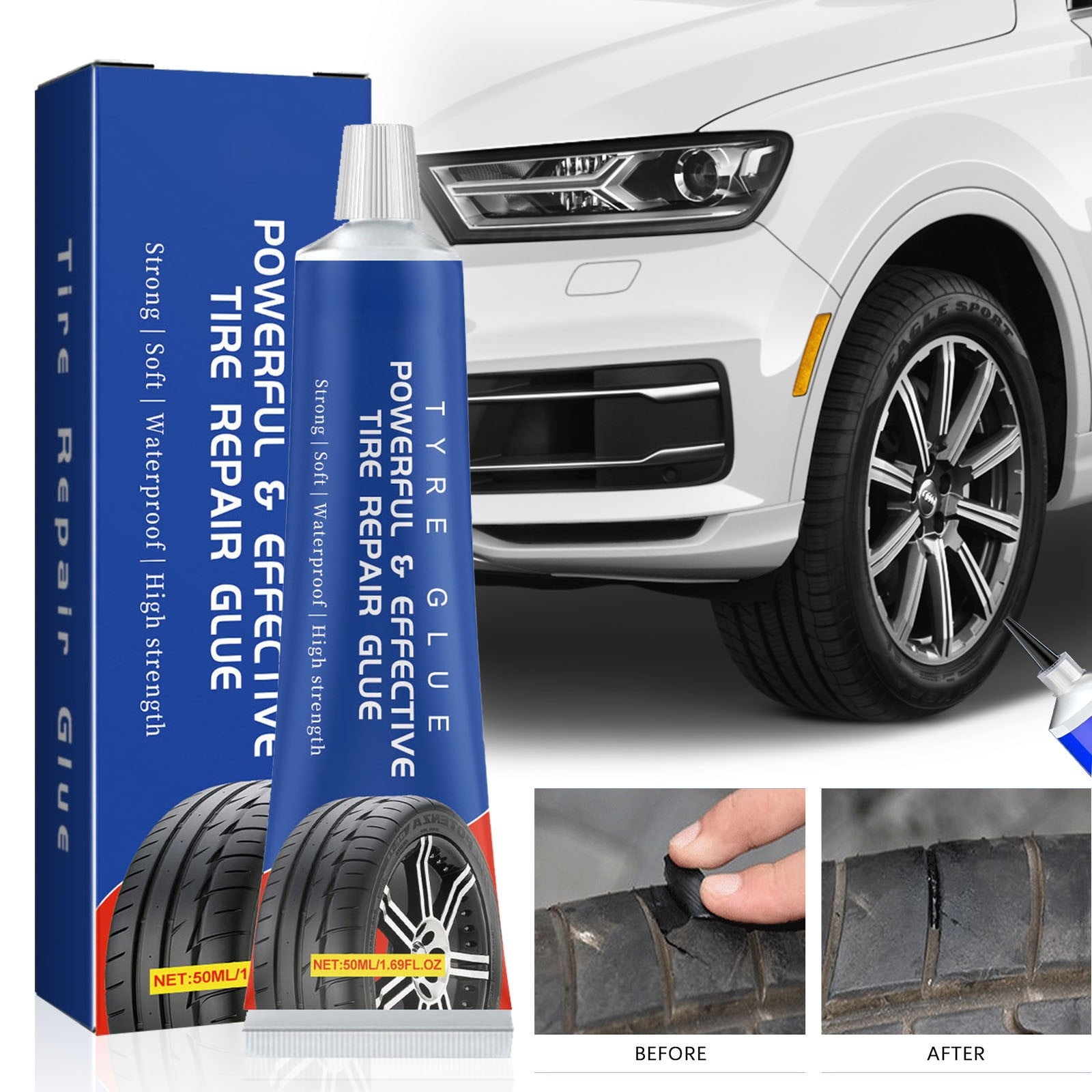 Xubond Spackle, Powerful & Effective Tire Glue Black Tyre Sealant Soft