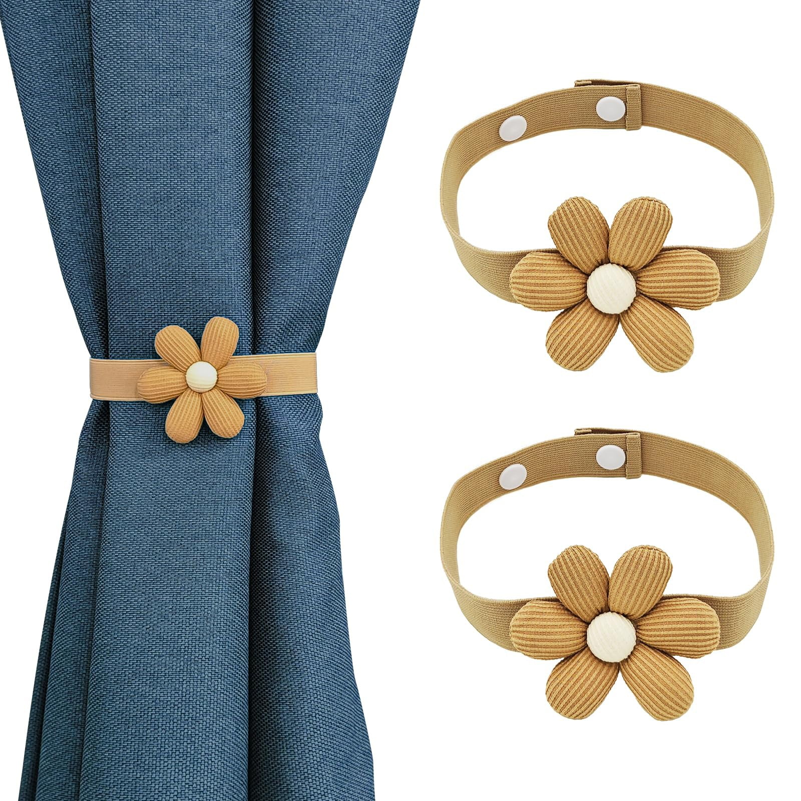 Xubond Storage Bins, Flower Curtain Tiebacks No Drill Draperies Holders