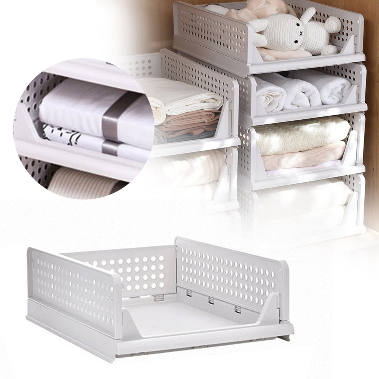 Xubond Storage Bins, Stackable Wardrobe Storage Frame Layered Partition