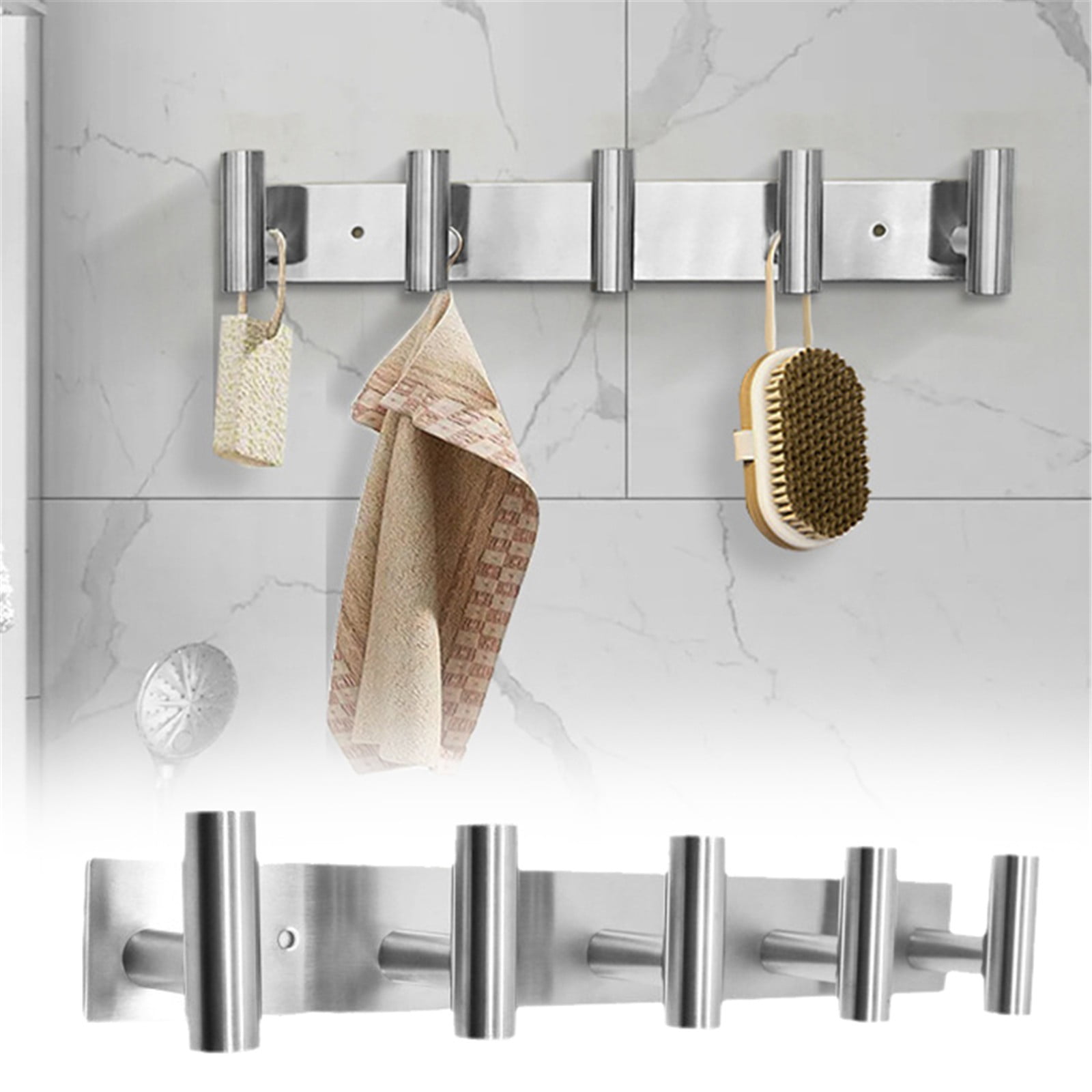 Xubond Tools, No Punching 5 Hooks Round Pipe Wall Hanging 304 Stainless