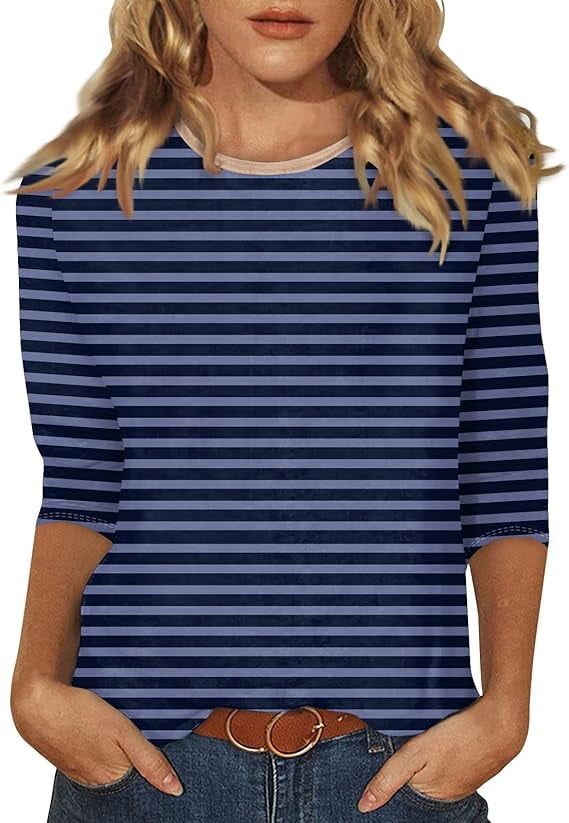 Xuboway 3/4 length sleeve tops for women 2025 plus size Summer Casual