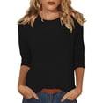 thumbnail image 1 of Xuboway Plus Size Tops for Womens 2025 3/4 Length Sleeve Tops Summer Casual Shirts Henley Blouses Dressy Fashion Basic Tee Blouses Clothes, 1 of 3