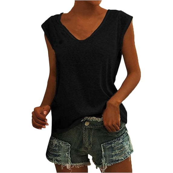 Xuboway summer tops for women trendy Cap Sleeve Casual Cotton Tee T Shirts 2025 Beach Vacation Loose Fit Shirt Clothes Fashion Outfits