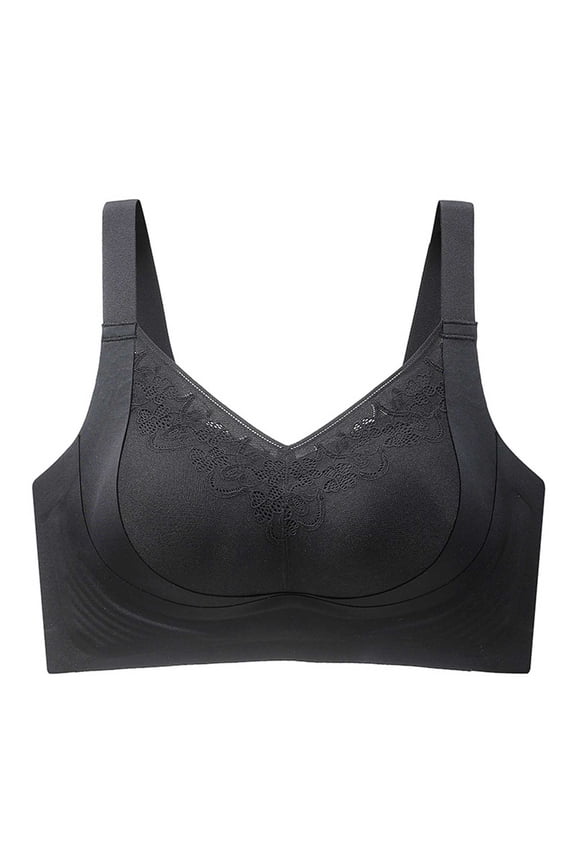 1 Pcs Sports Bras for Women High Support Posture Correcting Bra for Seniors Floral Embroidered Plus Size No Underwire Bras