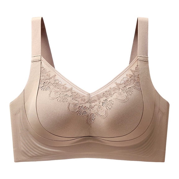 Xucatan 1 Pcs Sports Bras for Women High Support Posture Correcting Bra for Seniors Floral Embroidered Plus Size No Underwire Bras