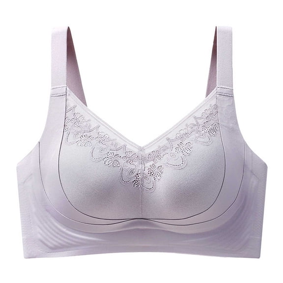 Xucatan 1 Pcs Sports Bras for Women High Support Posture Correcting Bra for Seniors Floral Embroidered Plus Size No Underwire Bras