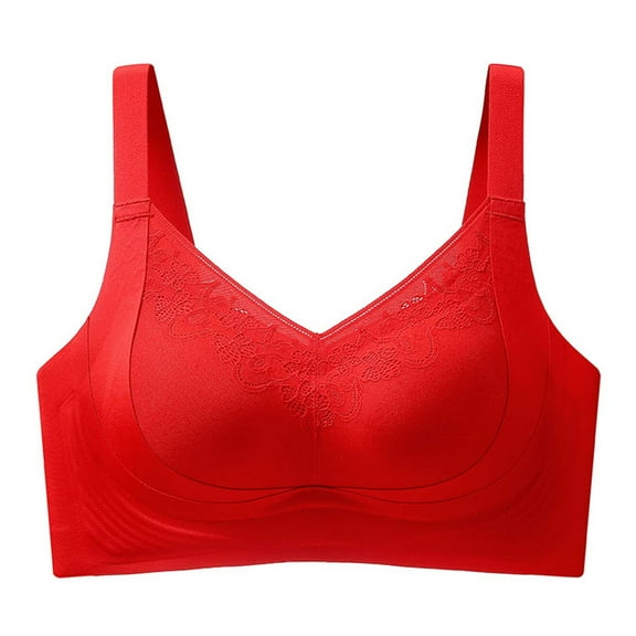 Xucatan 1 Pcs Sports Bras for Women High Support Posture Correcting Bra for Seniors Floral Embroidered Plus Size No Underwire Bras