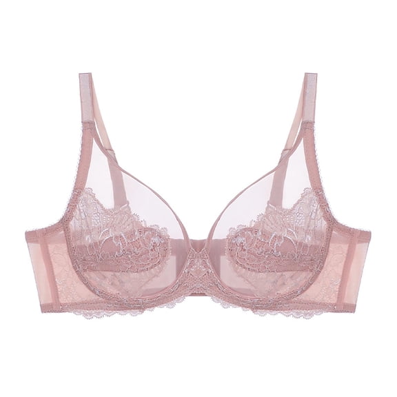 Xucatan 1 Pcs Women's Cozy Floral Embroidered Bra Sheer Balconette Underwire Unlined Everyday Bras