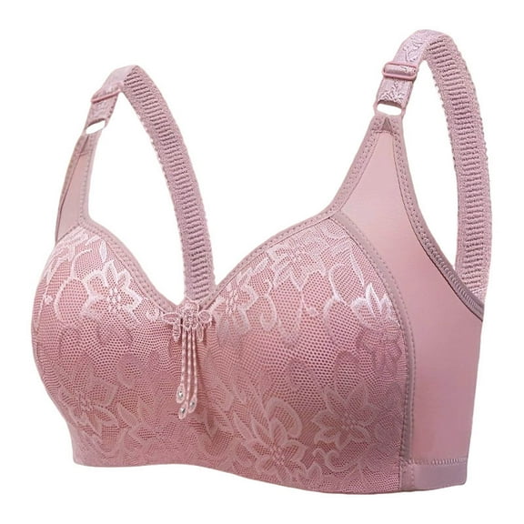 Xucatan 1 Pcs Womens Bras for Senior Push Up Sports Trendy Front Closure Breathable Soft Bra Plus Size Floral Embroidered Underwire Everyday Bra