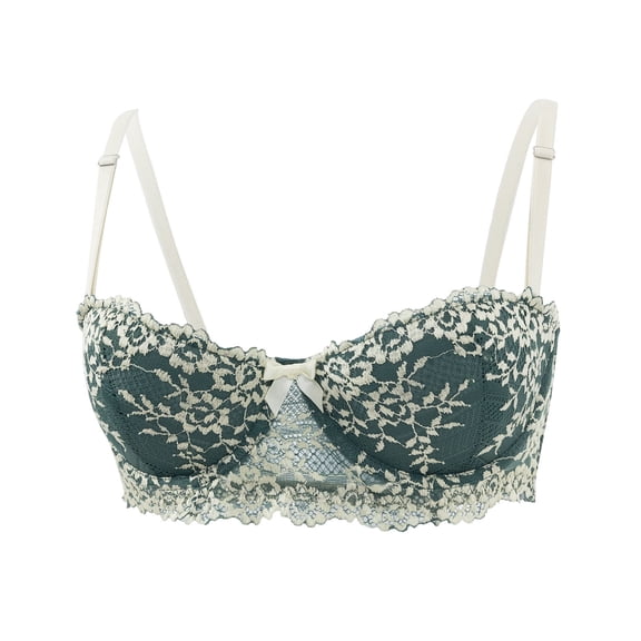 Xucatan 1 Pcs Womens Underwire Bra, Love The Lift Smoothing Floral Embroidered Demi Bra, Push-up Bra for Women