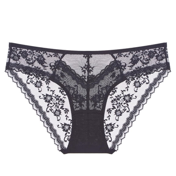 Xucatan 2 Pcs Women's Low Waist Floral Embroidered Underwear Cozy Sheer Comfortable Seamless Breathable Panties