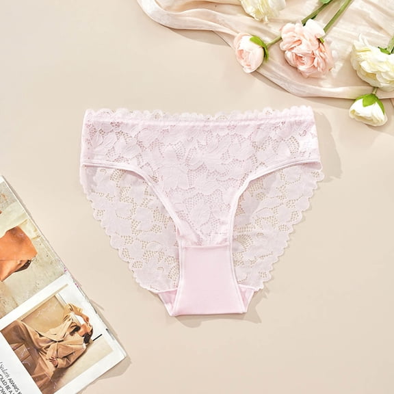 Xucatan 2 Pcs Women's Panties Underwear No Show Bikini Briefs Soft Comfy Floral Embroidered Trim Seamless Invisible Breathable Underwear