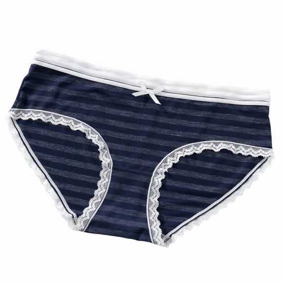 Xucatan 2 Pcs Women's Trim Striped Underwear Full Coverage Soft Stretch High Waisted Panties Breathable Ladies Briefs