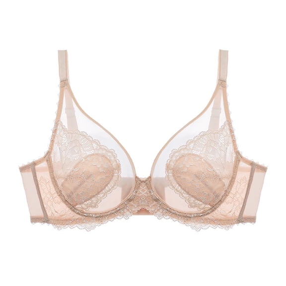Xucatan 3 Pcs Women's Cozy Floral Embroidered Bra Sheer Balconette Underwire Unlined Everyday Bras