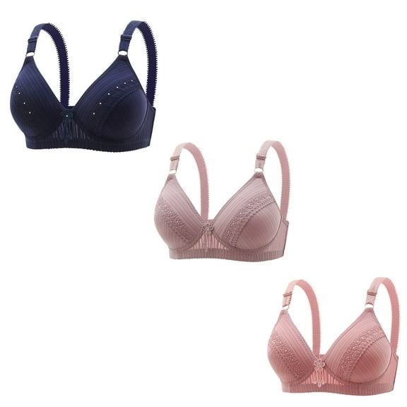 Xucatan 3PC Bras for Women No Underwire Push up Christmas gifts Bralette Everyday Wear Plus Size Comfort Wire Free Full Support Gathered Toget