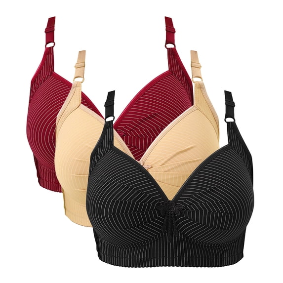 Xucatan 3pcs Bra for Older Women Christmas gifts with Sagging Breast Deep Cup Full Back Coverage Comfort Shaper Push Up Bra Plus Size