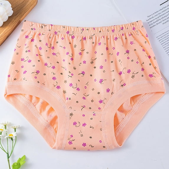Xucatan 4 Pcs Cotton Panties For Women Hanes High Waist Triangle Briefs, Breathable Soft Underwear, Feminine Design Panties
