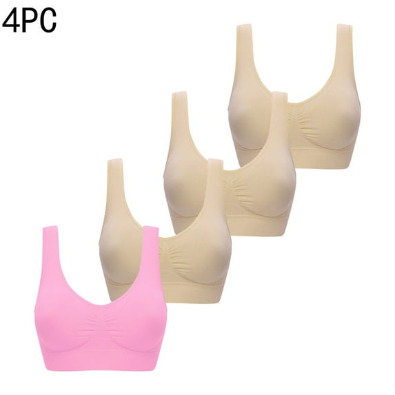 Xucatan 4PC Breathable Anti-Sagging Christmas gifts Breasts Plus Size High Support Bras Sports Bras for Women Cooling Comfort Wireless Bra B reathable