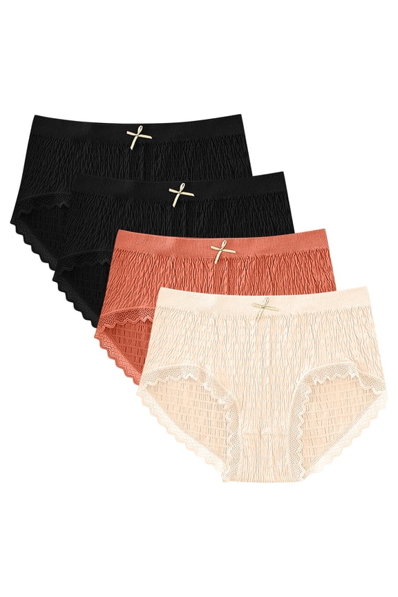 8 Pcs Women's Panties Single Ladies No Line Underwear, Tummy Control Mid Rise Briefs, Body Shaping Panties with Detail