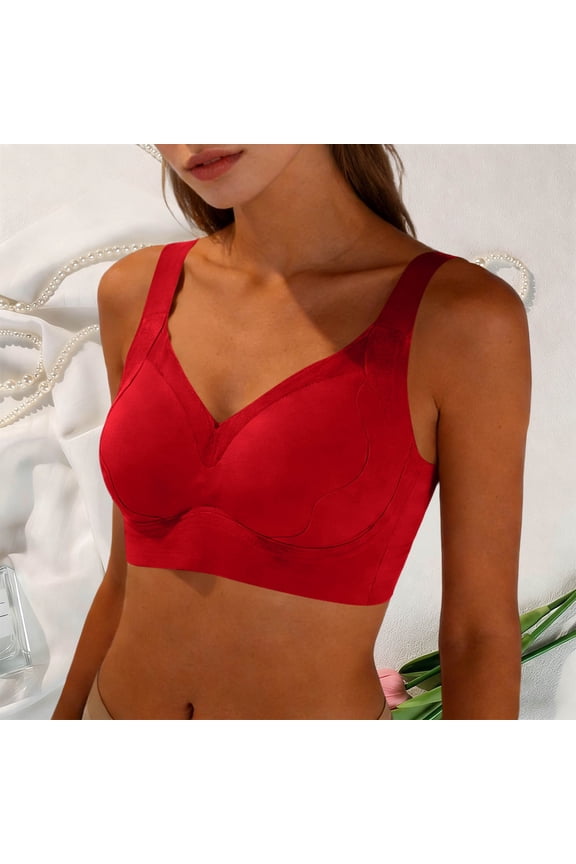 Backless Bras for Women, Front Closure Floral Embroidered Splicing Design, Adjustable Straps Push Up Support, Seamless Beautiful Everyday Underwear Gift