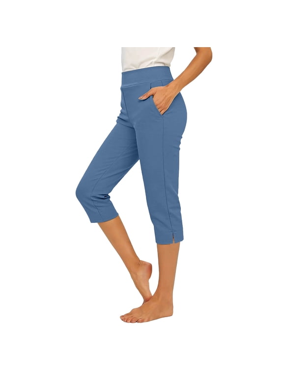 Capris Pants for Women Summer Casual Workout Capri Yoga Pants Straight Leg Exercise Cozy Pants with Pockets Gift