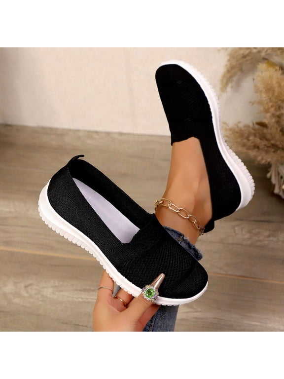 Casual Low Top Canvas Shoes for Women, Soft Sole Slip Ons with Non-Slip Traction, Everyday Comfort Walking Shoes Gift