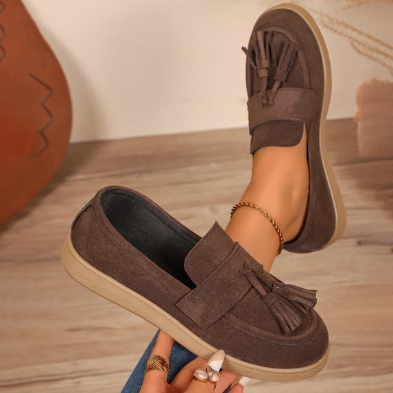 Xucatan Classic Fringe Loafers for Women, Soft Sole Flat Shoes, Versatile Comfortable Walking Flats for Work Weekend Gift