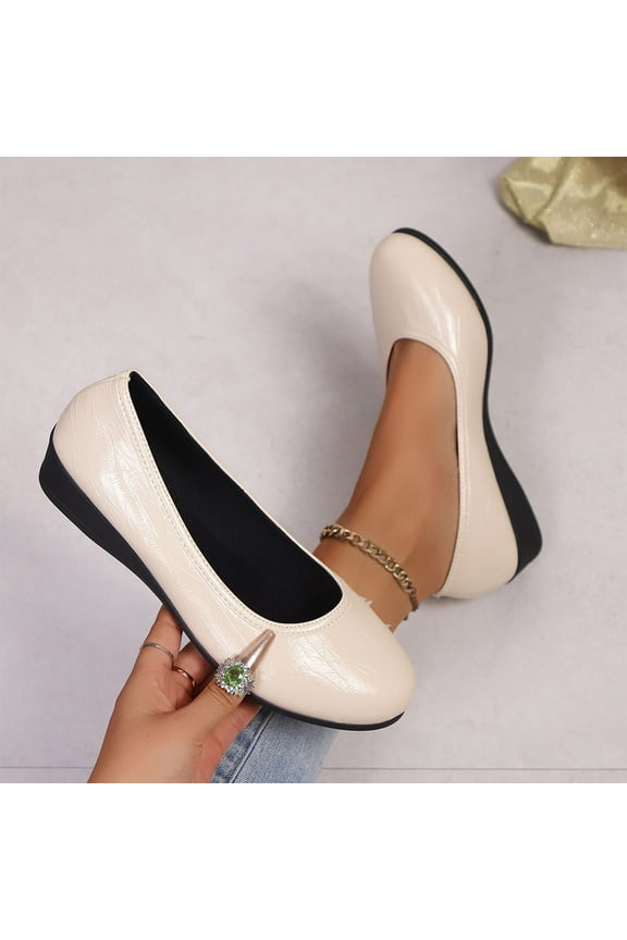 Closed Pointed Toe Flats for Women Leather Pointy Toe Comfortable Low Heel Slip On Pumps Shoes Office Lady Leather Dress Shoes Work Party Dating Church Gift