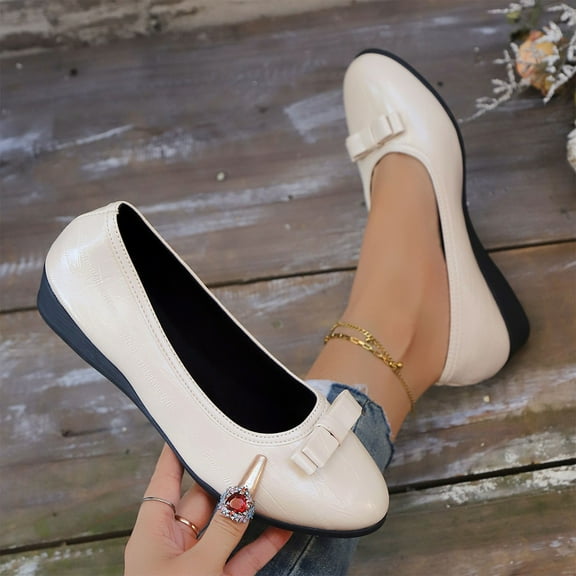 Xucatan Closed Pointed Toe Flats for Women Leather Pointy Toe Comfortable Low Heel Slip On Pumps Shoes Office Lady Leather Dress Shoes Work Party Dating Church Gift