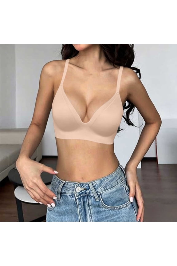Convertible Bra for Women, Solid Deep V Seamless Everyday Bra, Lifting Push Up Bras, Lightly Lined T Shirt Bra Gift