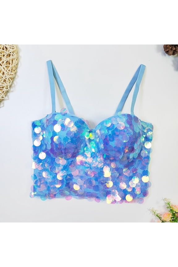 Convertible Push Up Bra for Women, Sequin Beaded Fishbone Corset Top, Strapless Demi Cup Bustier, Fashionable Evening Wear with Adjustable Straps Gift