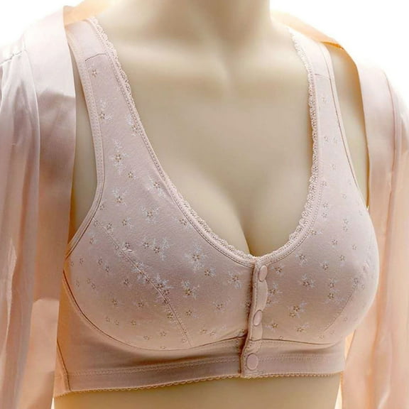 Xucatan Daisy Bras for Older Women No Underwire Plus Size Floral Bra Wireless Front Closure Bras for Senior Daisy Comfort Tshirt Bra Gift