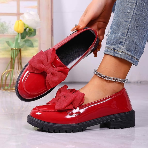 Xucatan Elegant Oversized Bow Decor Loafers for Women, Non Slip Thick Sole Flats, Fashion Cushioned Walking Shoes for Business Casual Gift