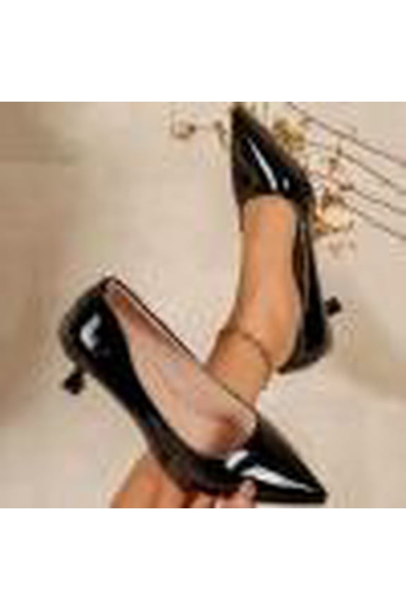 Elegant Patent Leather Heels for Women, Pointed Toe Dress Pumps, Versatile Office Evening Shoes, Stylish Footwear for Casual Professional Wear Gift