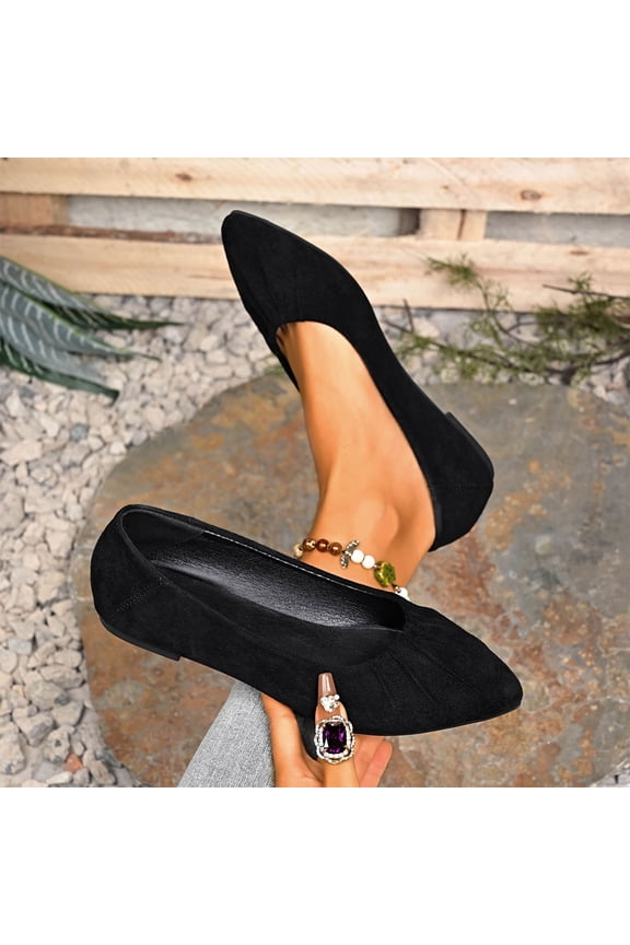 Flats Shoes for Women, Low Wedge Pointed Toe Women Flats with Arch Support, Heel Pad and Inner Heel, Comfortable Slip on Flats for Office Work Casual Dressy Wedding Gift