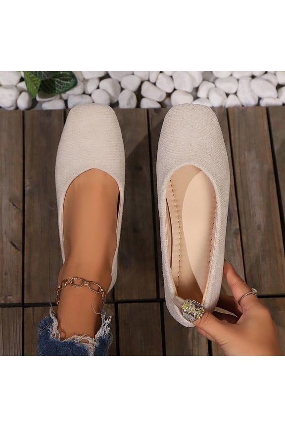 Flats for Women Comfortable Solid Color Soft Flats Square Toe Ballet Casual Work Shoes Dressy Slip-ons Loafers Gift