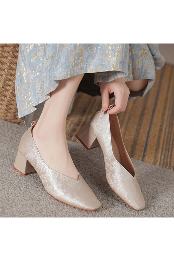 Floral Embroidered Short Bootie for Women Traditional patterns Vintage Casual Pointed Toe Low Top Lace up Shoes Comfortable Chunky Block Heel Ankle Boots Gift